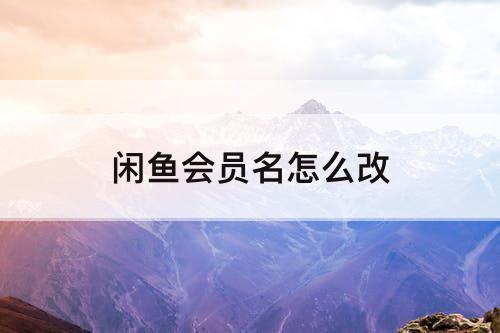 闲鱼会员名怎么改