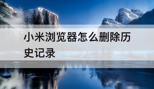 小米浏览器怎么删除历史记录
