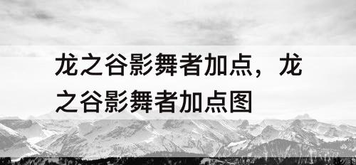 龙之谷影舞者加点，龙之谷影舞者加点图
