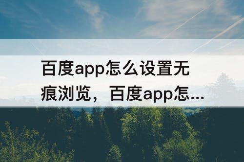 百度app怎么设置无痕浏览，百度app怎么设置无痕浏览模式