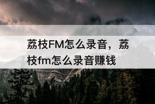荔枝FM怎么录音，荔枝fm怎么录音赚钱