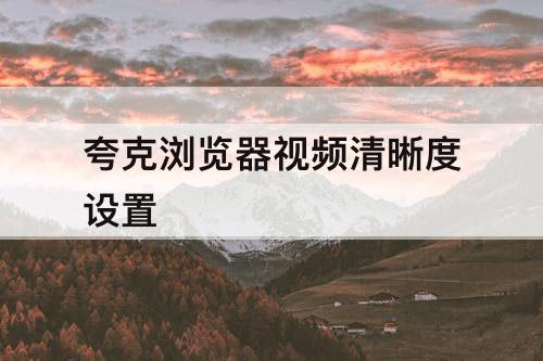夸克浏览器视频清晰度设置