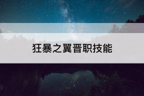 狂暴之翼晋职技能