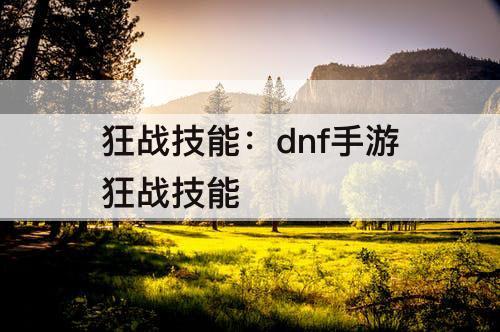 狂战技能：dnf手游狂战技能