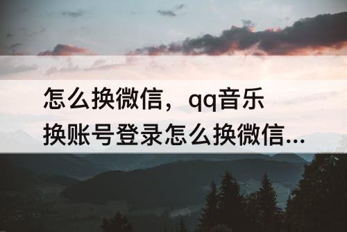 怎么换微信，qq音乐换账号登录怎么换微信登录