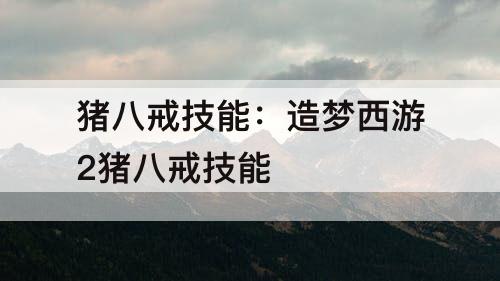 猪八戒技能：造梦西游2猪八戒技能