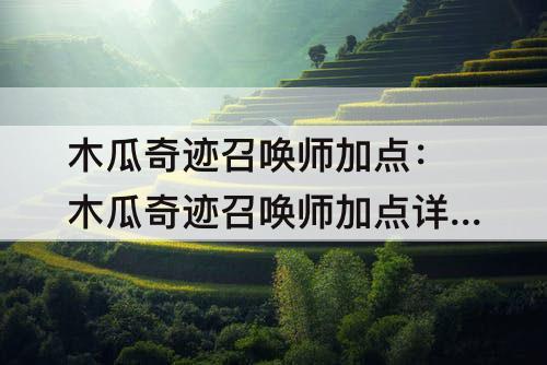 木瓜奇迹召唤师加点：木瓜奇迹召唤师加点详细