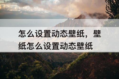 怎么设置动态壁纸，壁纸怎么设置动态壁纸