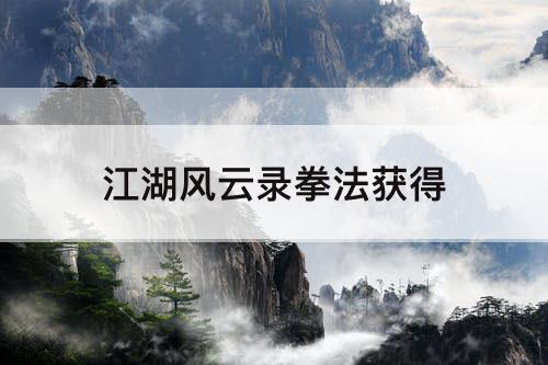 江湖风云录拳法获得