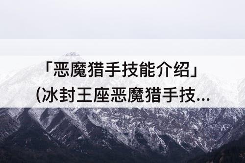 「恶魔猎手技能介绍」(冰封王座恶魔猎手技能介绍)