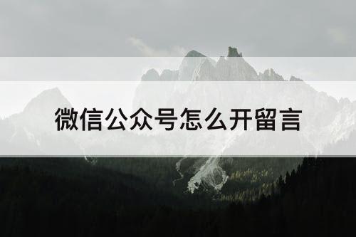 微信公众号怎么开留言