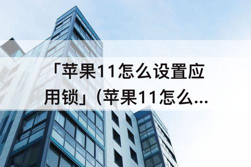 「苹果11怎么设置应用锁」(苹果11怎么设置应用锁微信)