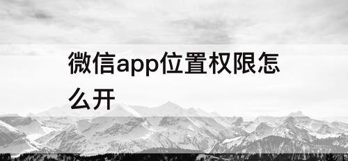 微信app位置权限怎么开