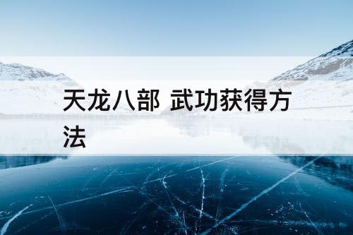 天龙八部 武功获得方法