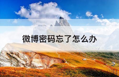 微博密码忘了怎么办