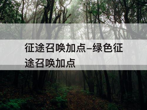征途召唤加点-绿色征途召唤加点