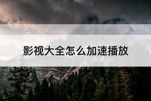 影视大全怎么加速播放