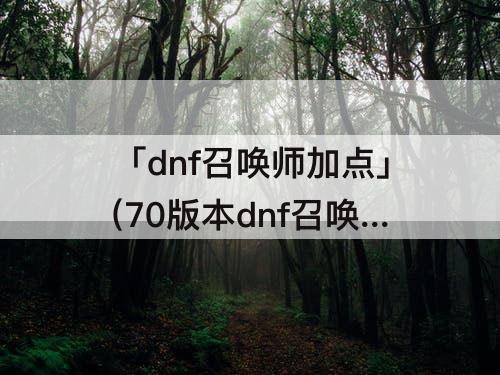 「dnf召唤师加点」(70版本dnf召唤师加点)