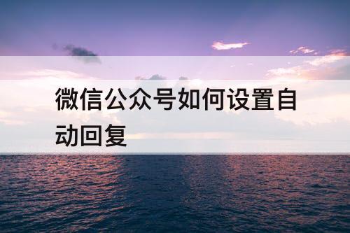 微信公众号如何设置自动回复