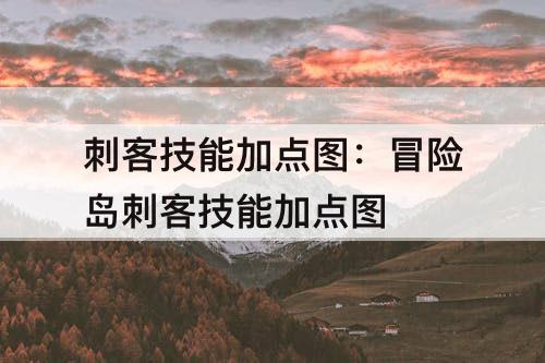 刺客技能加点图：冒险岛刺客技能加点图