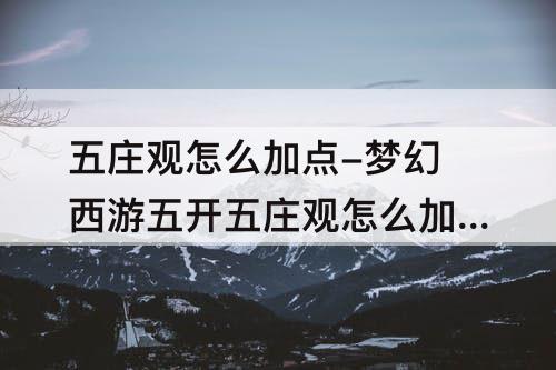 五庄观怎么加点-梦幻西游五开五庄观怎么加点