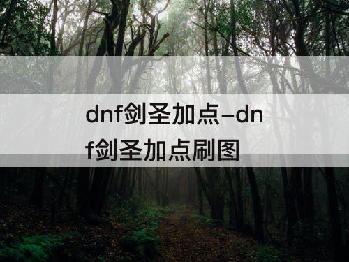 dnf剑圣加点-dnf剑圣加点刷图