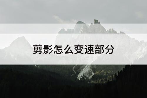 剪影怎么变速部分