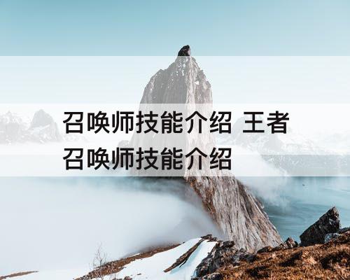 召唤师技能介绍 王者召唤师技能介绍
