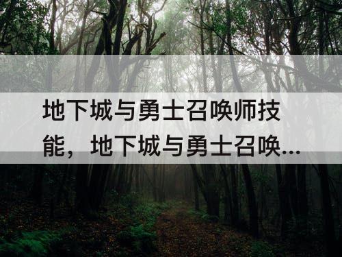 地下城与勇士召唤师技能，地下城与勇士召唤师技能加点刷图