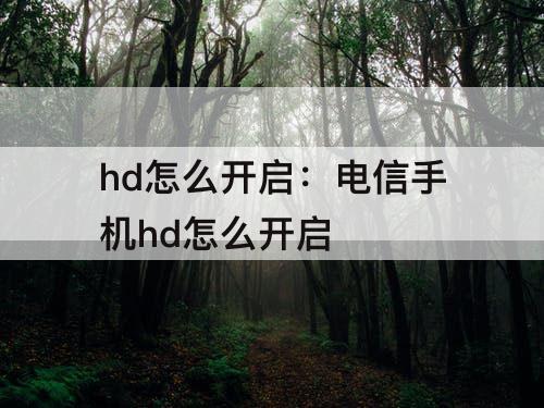 hd怎么开启：电信手机hd怎么开启