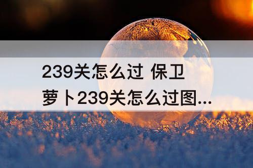 239关怎么过 保卫萝卜239关怎么过图解法