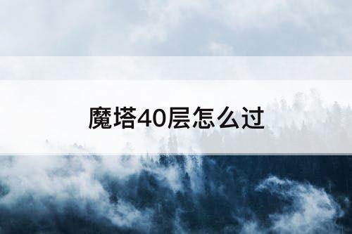 魔塔40层怎么过