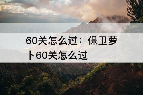 60关怎么过：保卫萝卜60关怎么过
