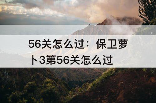 56关怎么过：保卫萝卜3第56关怎么过