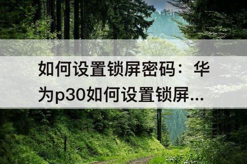 如何设置锁屏密码：华为p30如何设置锁屏密码不显示位数