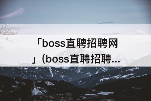 「boss直聘招聘网」(boss直聘招聘网站官网企业版)