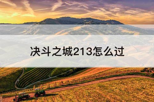 决斗之城213怎么过