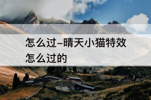 怎么过-晴天小猫特效怎么过的