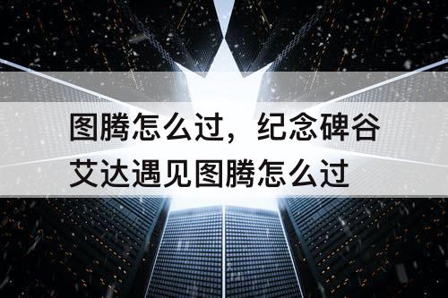 图腾怎么过，纪念碑谷艾达遇见图腾怎么过