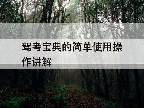 驾考宝典的简单使用操作讲解