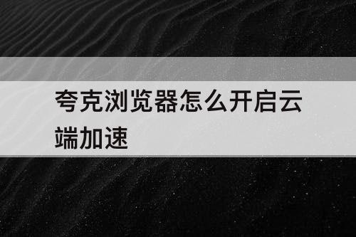 夸克浏览器怎么开启云端加速
