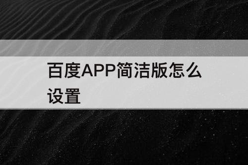 百度APP简洁版怎么设置