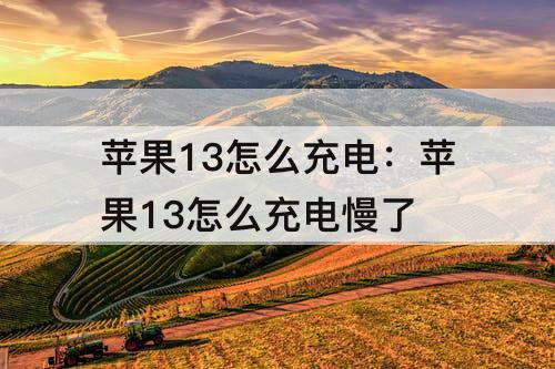 苹果13怎么充电：苹果13怎么充电慢了