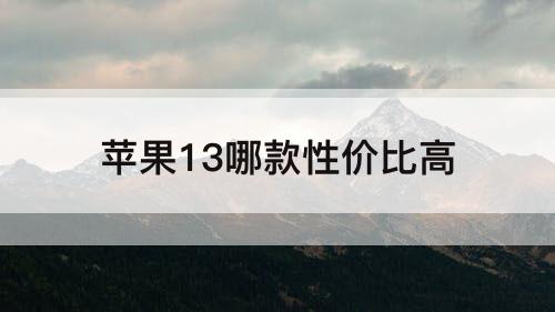 苹果13哪款性价比高