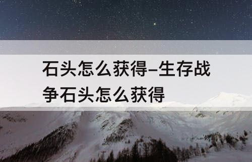 石头怎么获得-生存战争石头怎么获得