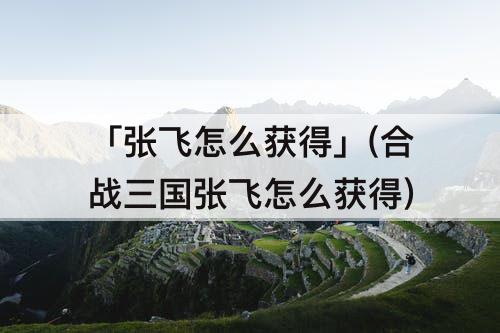 「张飞怎么获得」(合战三国张飞怎么获得)