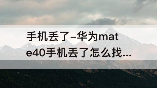手机丢了-华为mate40手机丢了怎么找回