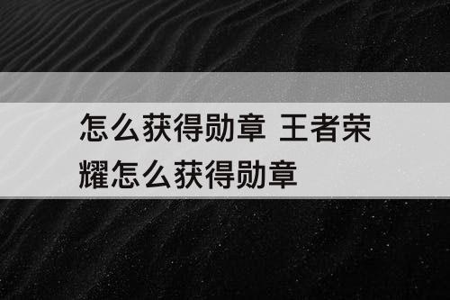怎么获得勋章 王者荣耀怎么获得勋章
