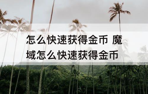 怎么快速获得金币 魔域怎么快速获得金币
