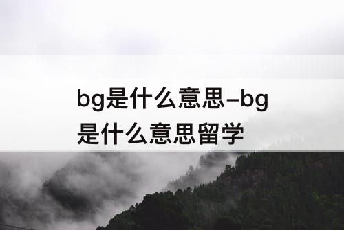 bg是什么意思-bg是什么意思留学